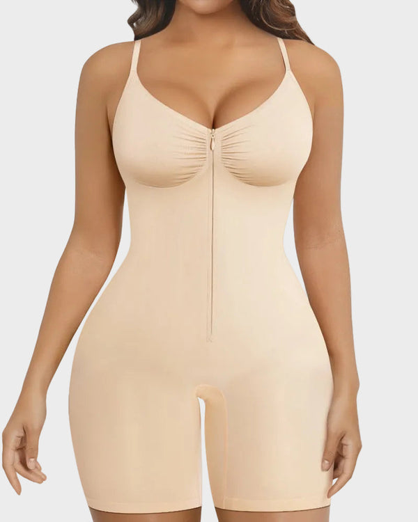 Women's Tummy Control Zip Front Bodysuit