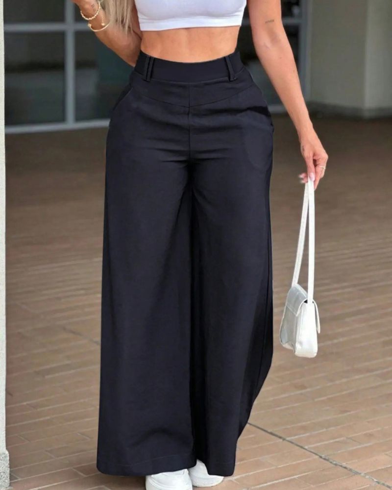 High-Waist Flowy Wide-Leg Pants