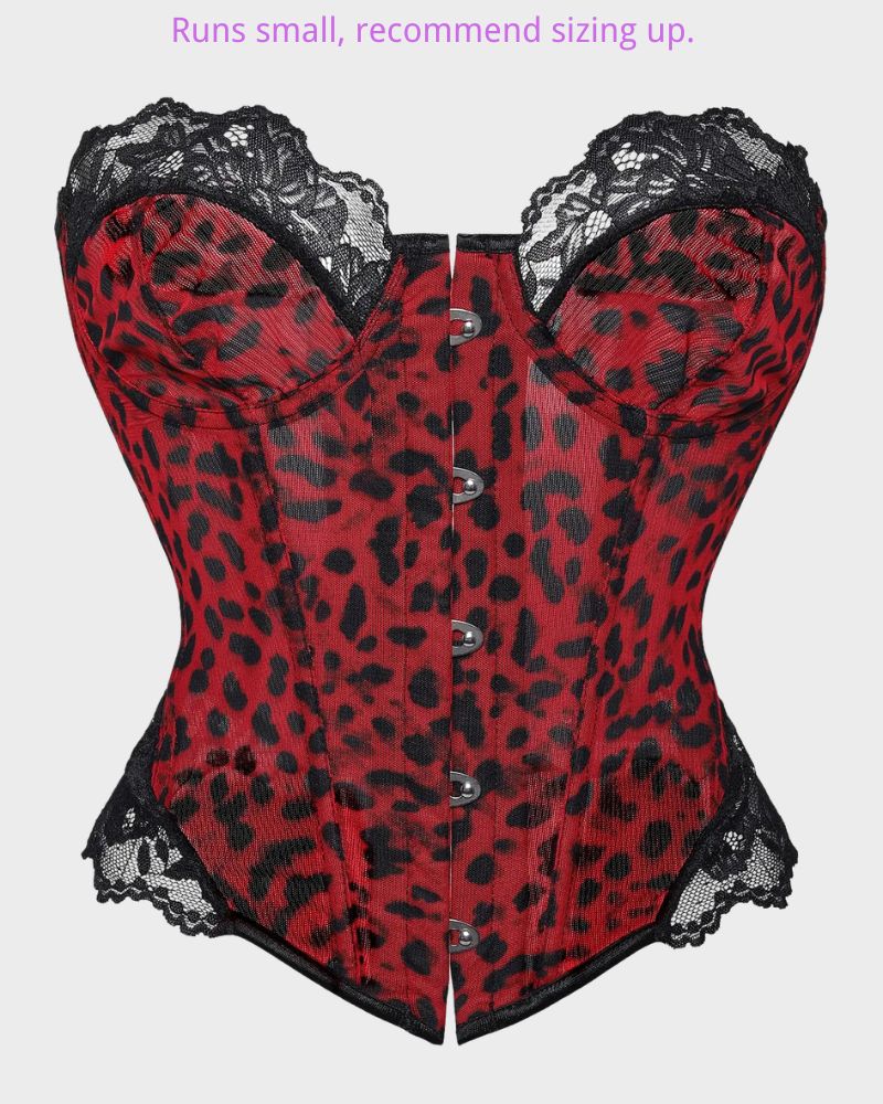 Y2K Leopard Lace Boned Corset Top