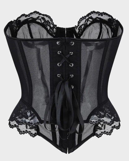 Y2K Leopard Lace Boned Corset Top