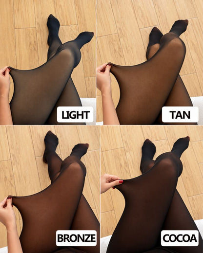 One-Seam 4-Shade Fleece-Lined Sheer Tights