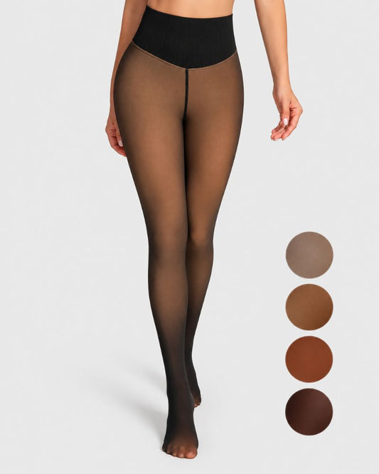 One-Seam 4-Shade Fleece-Lined Sheer Tights