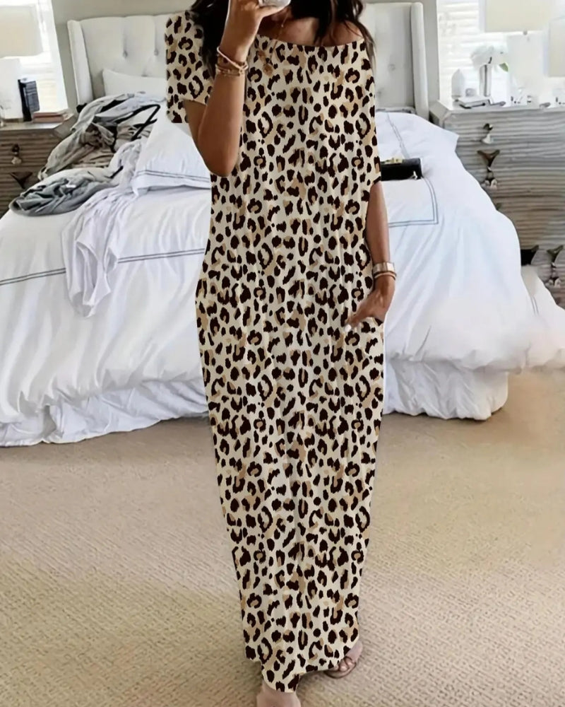 Women’s Solid Color Batwing Sleeve Casual Nightdress