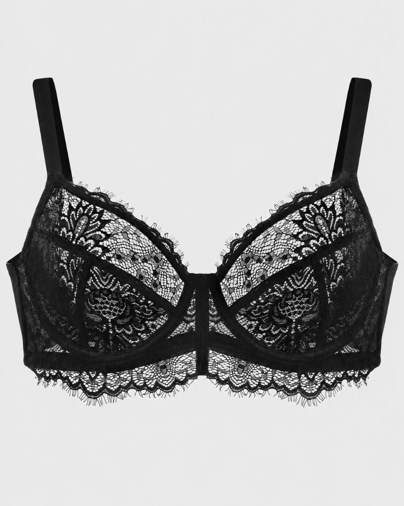 Floral Lace Full-Coverage Underwire Minimizer Bra