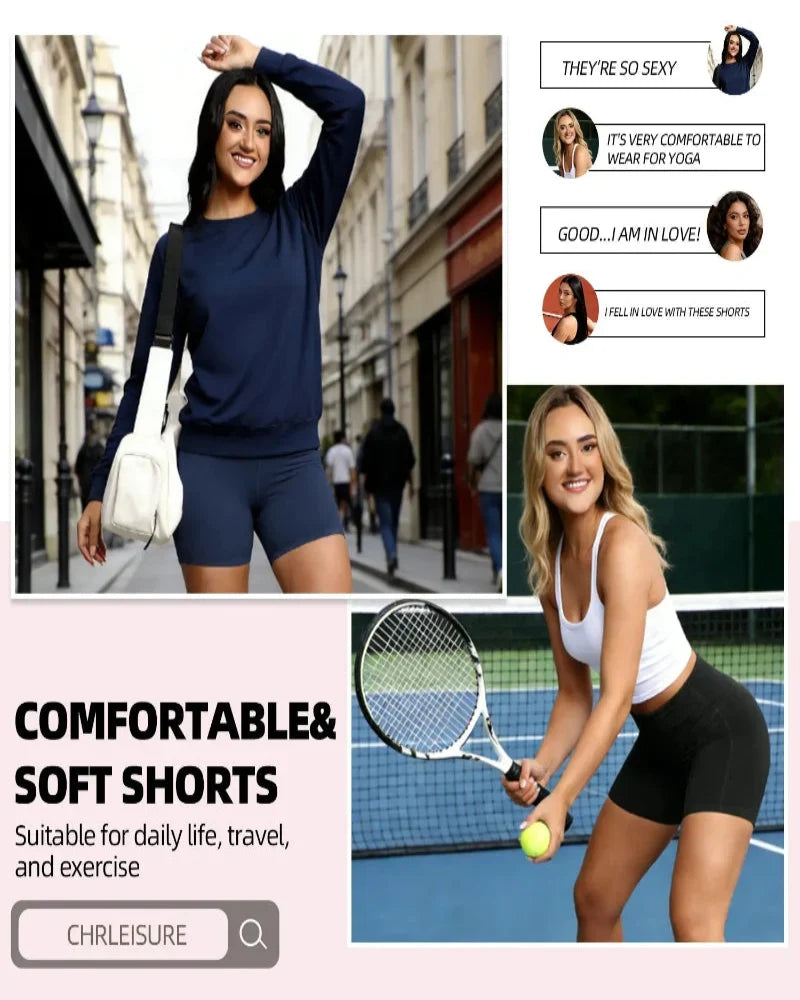 High-Waisted Tummy Control Athletic Shorts with Side Pockets