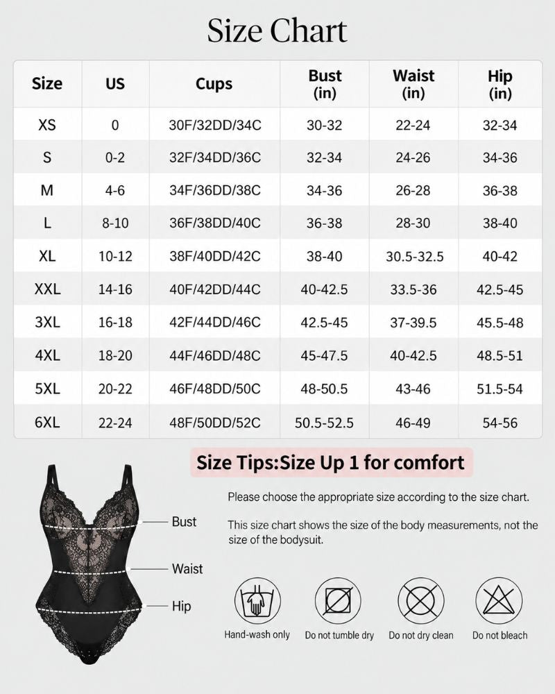 Deep-V Lace Tummy Control Shaping Bodysuit