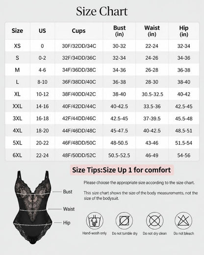 Deep-V Lace Tummy Control Shaping Bodysuit