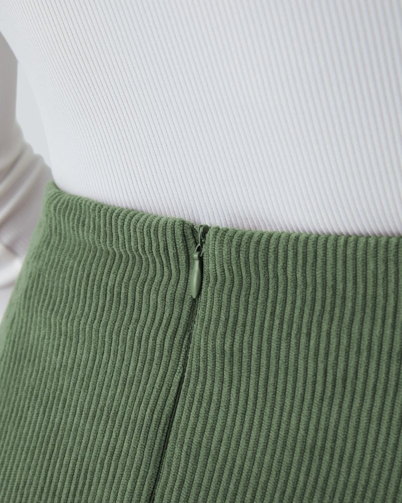 High-Waist 2-in-1 Corduroy A-Line Mini Skirt