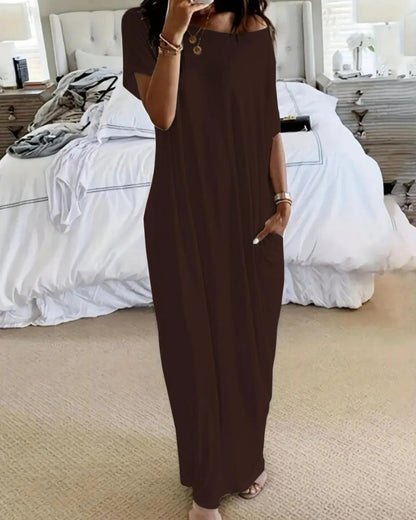 Women’s Solid Color Batwing Sleeve Casual Nightdress