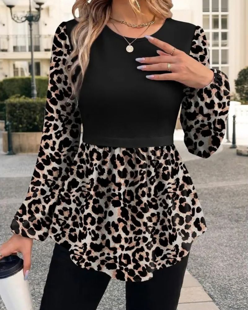 Women’s Long Sleeve Babydoll Peplum Tunic Top