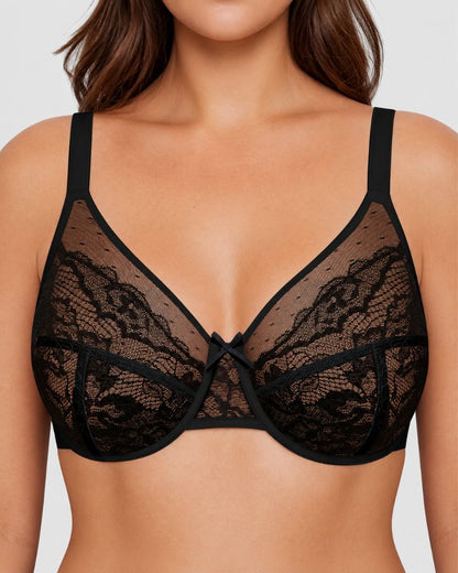 Floral Lace Unlined Full-Coverage Underwire Bra