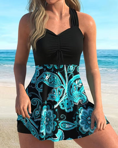 Shapecurve Women's Casual Fashion Tankini Top and Shorts Two-Piece Swimsuit Set