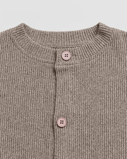 Round-Neck Knit Cardigan & Wide-Leg Pants Set