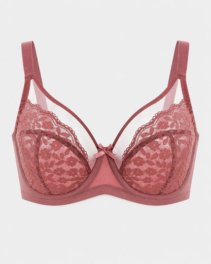 Plus Size Floral Lace Minimizer Underwire Bra