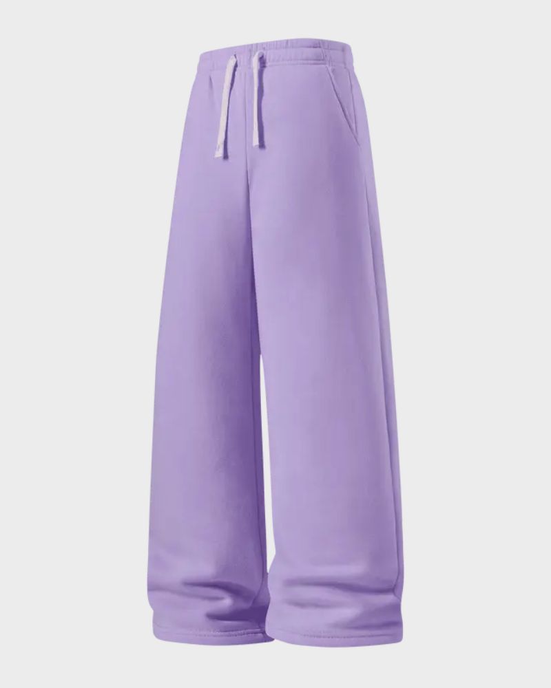 Fleece-Lined Wide-Leg Drawstring Pants