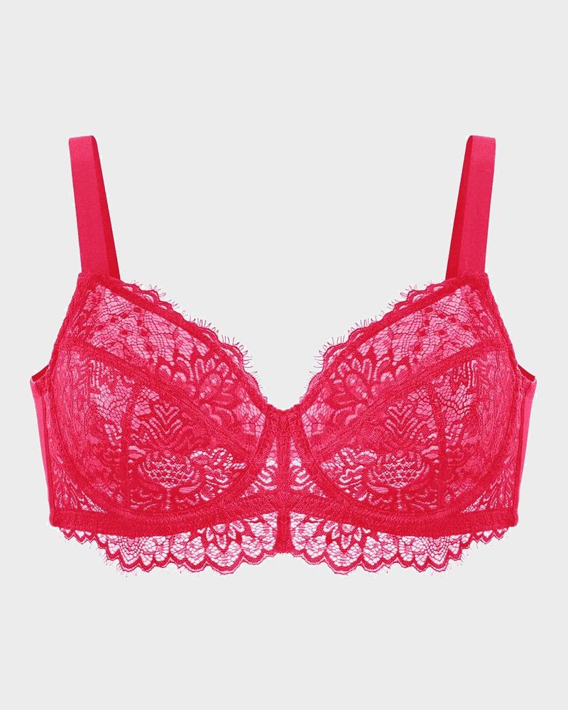 Floral Lace Full-Coverage Underwire Minimizer Bra