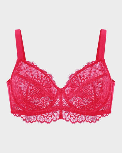 Floral Lace Full-Coverage Underwire Minimizer Bra