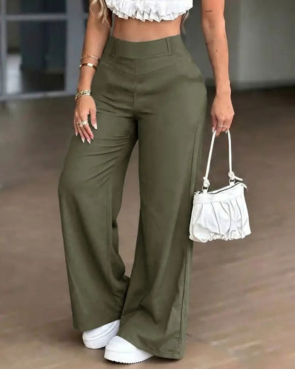 High-Waist Flowy Wide-Leg Pants