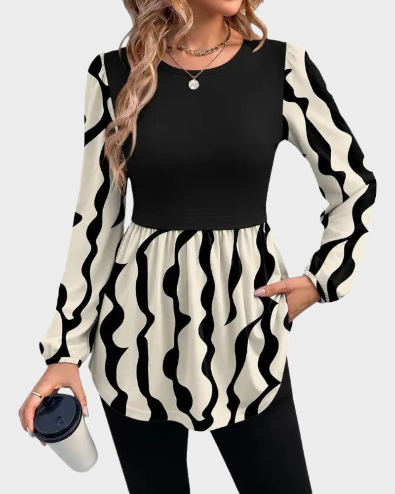 Women’s Long Sleeve Babydoll Peplum Tunic Top