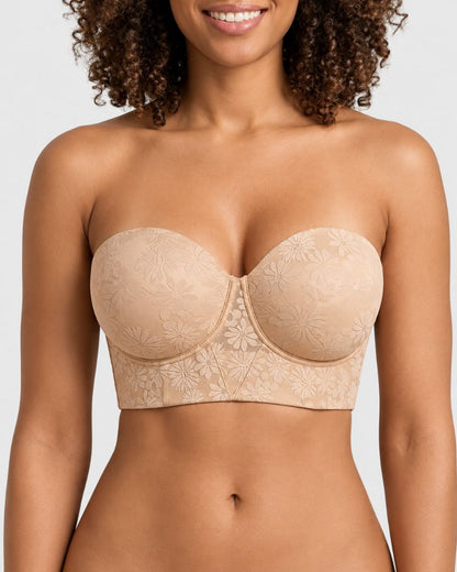 Strapless Longline Half-Cup Corset Bra