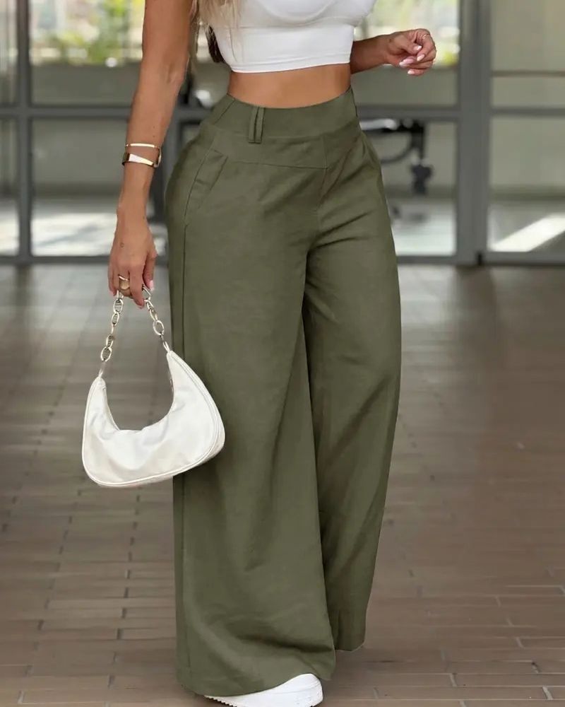 High-Waist Flowy Wide-Leg Pants