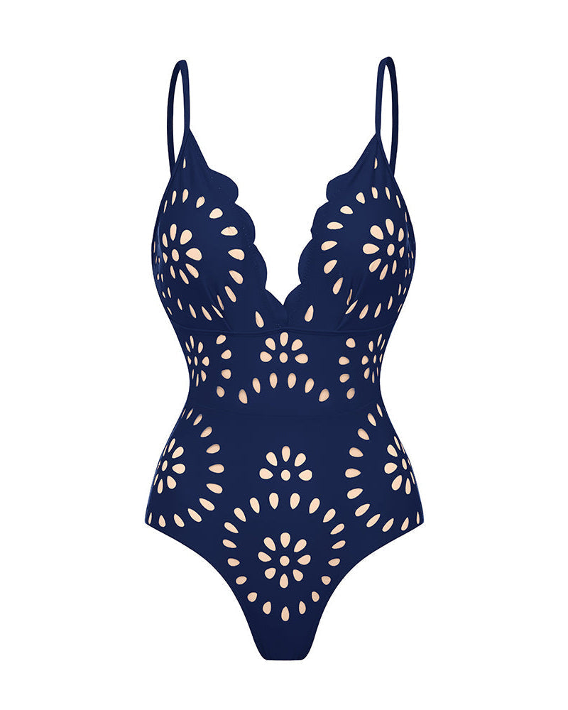 Shapecurve® Flower Hollow One Piece Swimsuit and Skirt