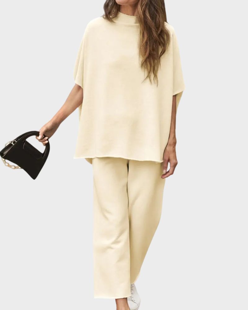 Relaxed Batwing Top & Wide-Leg Pants Set