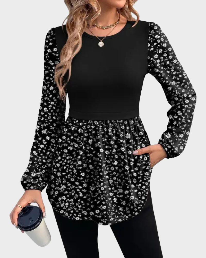 Women’s Long Sleeve Babydoll Peplum Tunic Top