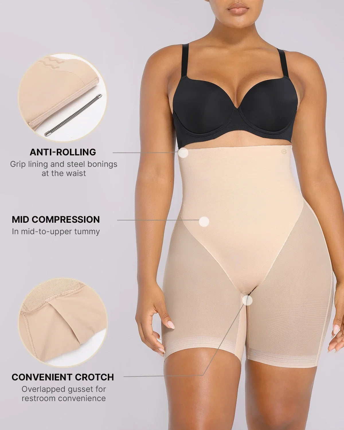 Mesh Smooth High-Waisted Mid Thigh Shorts