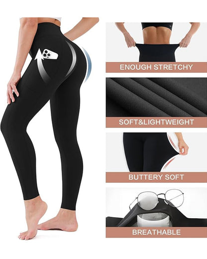 Leopard High Waisted Tummy Control Workout Leggings with Side Pockets