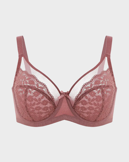 Floral lace shaping plus size bra