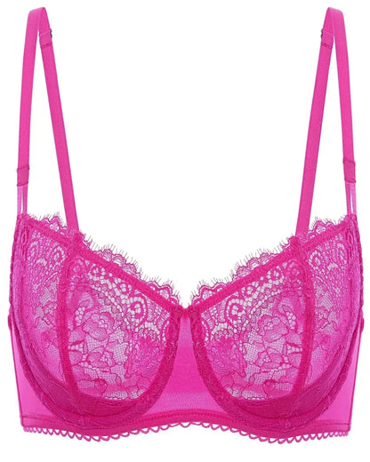 Women's Sexy Lace Push Up Plus Size Bra Sheer Balconette Underwire Unlined