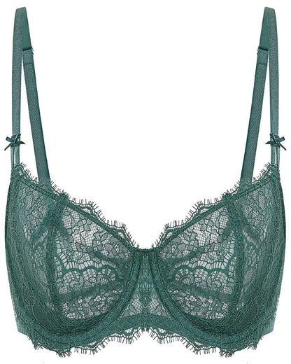 Women's Sexy Lace Push Up Plus Size Bra Sheer Balconette Underwire Unlined