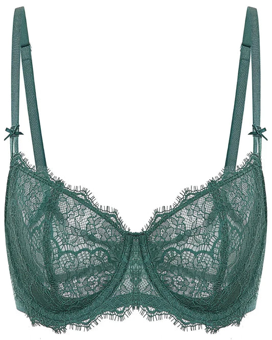 Women's Sexy Lace Push Up Plus Size Bra Sheer Balconette Underwire Unlined