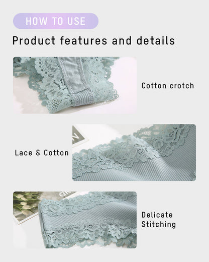 Women's Cotton Panties Lace Low Rise
