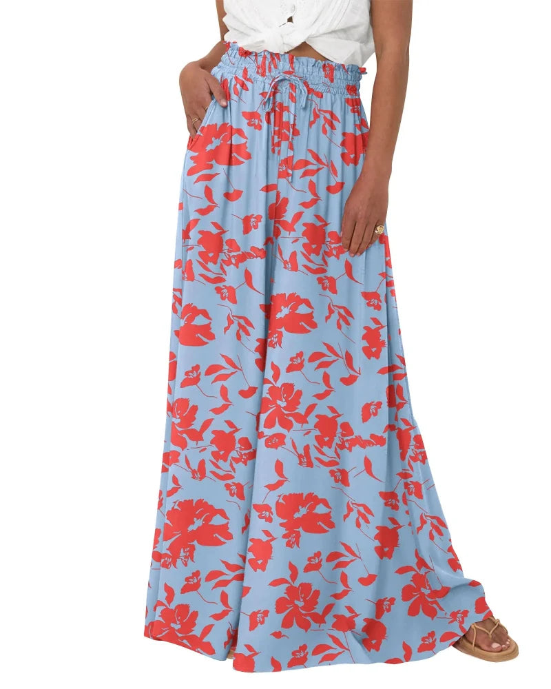 Women High Waist Wide Leg Palazzo Pants with Pockets
