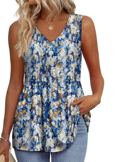 Women’s Peplum Tank Tops Sleeveless V-Neck Stretchy Summer Babydoll Tops
