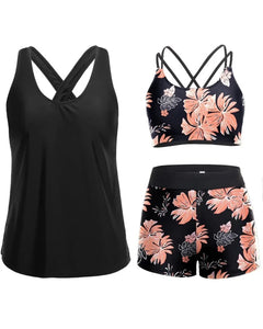 3-Piece Tummy Control Tankini Swimwear