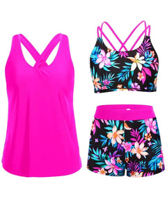 3-Piece Tummy Control Tankini Swimwear