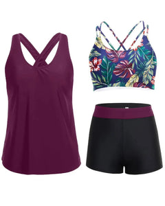 3-Piece Tummy Control Tankini Swimwear