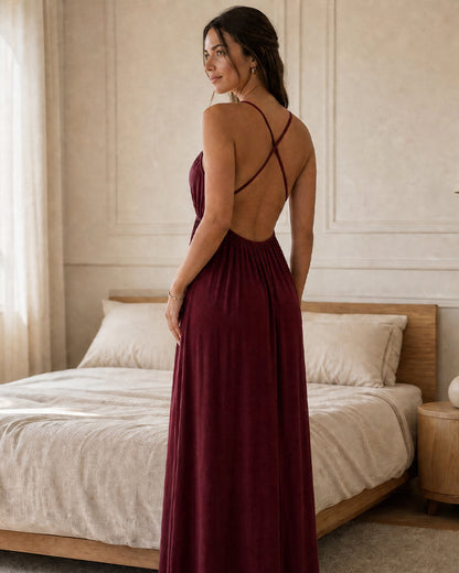 Backless Tie-Back Maxi Cami Dress