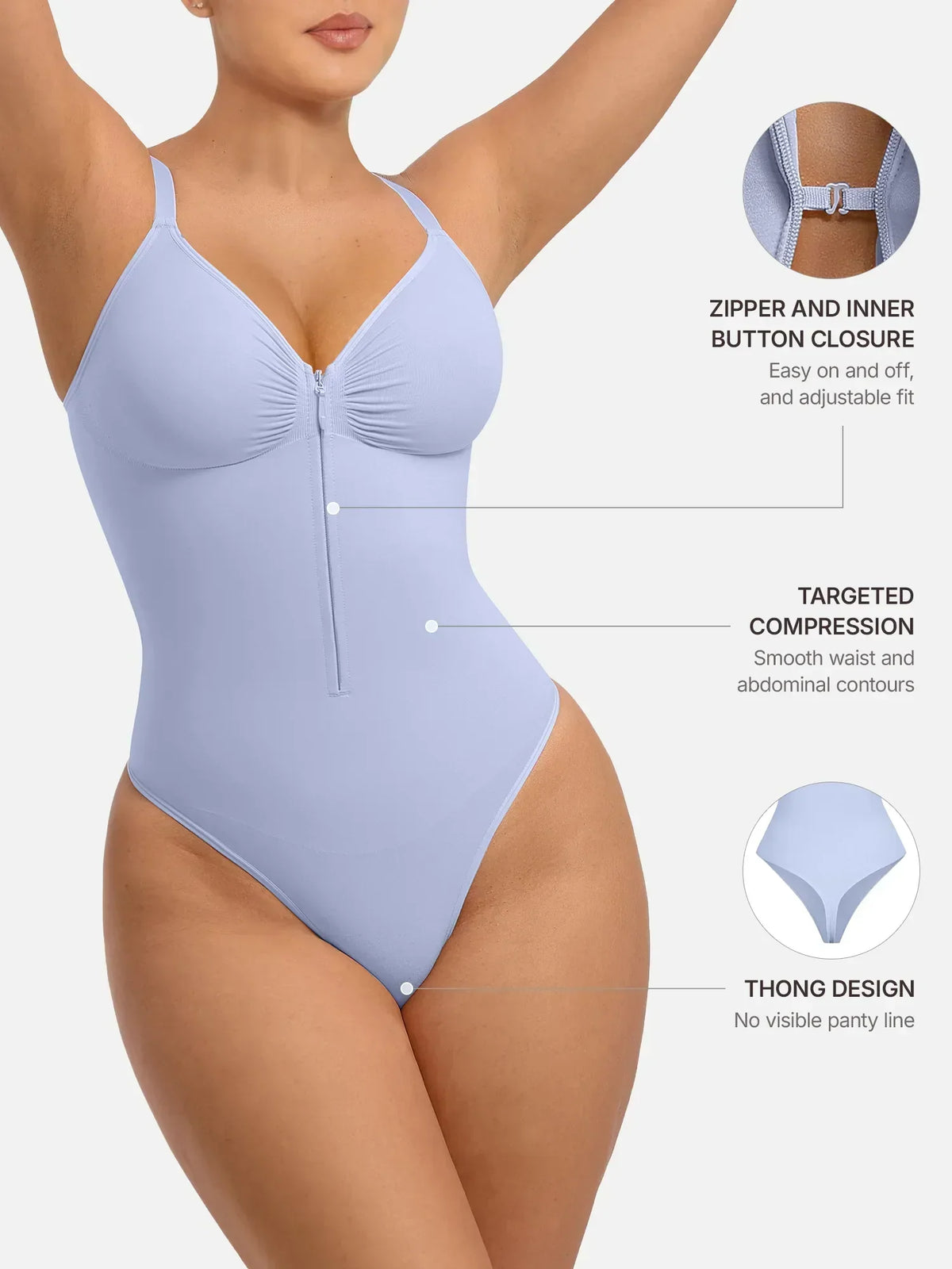Shapecurve Tummy Control Seamless Zipper Shaping Bodysuit