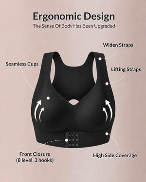 Cross Back Front Closure Wireless Posture Support Bra