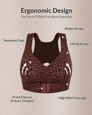 Cross Back Front Closure Wireless Posture Support Bra