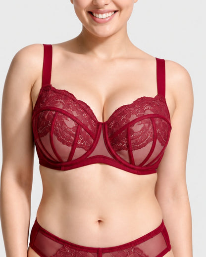 Blossom Corset Lace Unlined Minimizer Bra