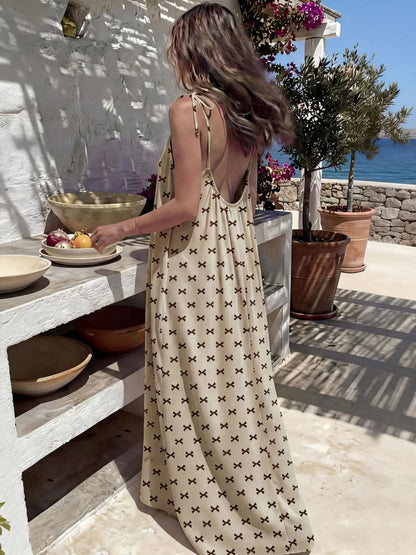 Women’s Chic Solid Color Backless Cami Dress