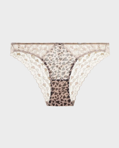 Leopard Heart Lace Sheer Mesh Briefs